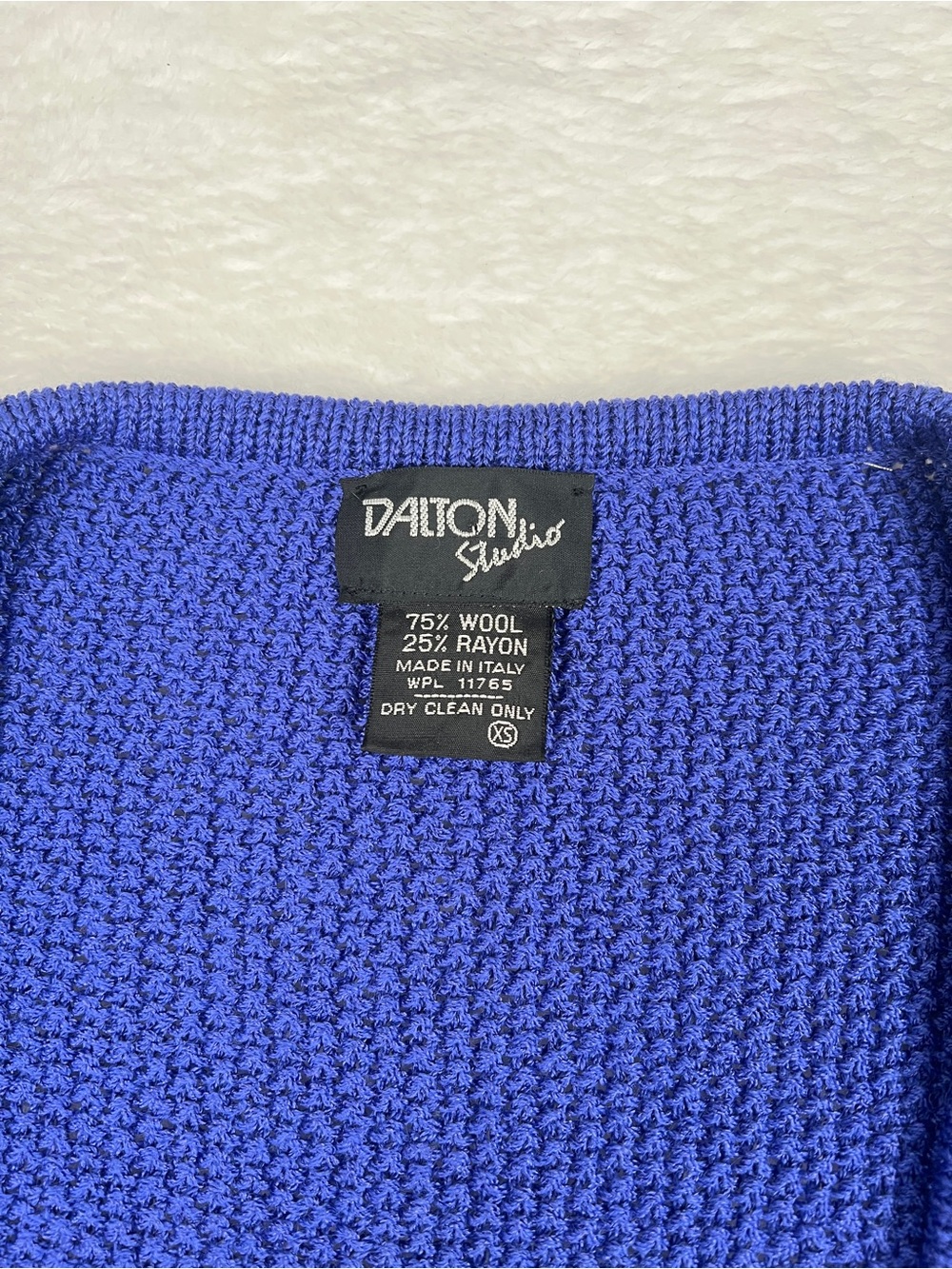 Vintage Dalton Studio Wool Cardigan Sweater XS Royal Blue Italy Oversized - Picture 4 of 6